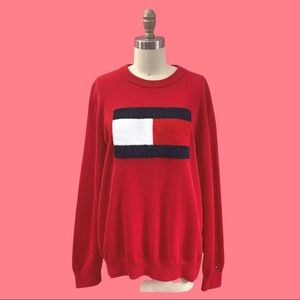 Tommy Hilfiger Crew Neck Logo Patch Oversized Long Sleeve Sweatshirt-L